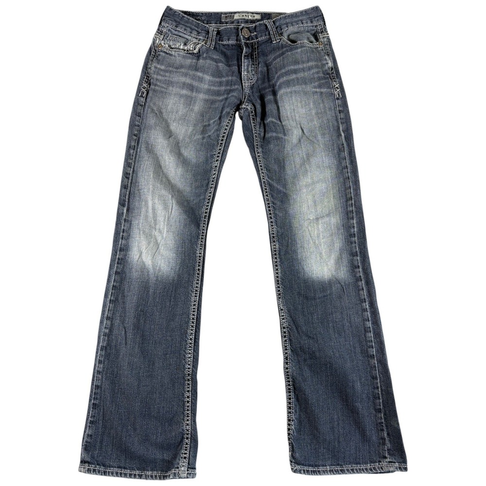 BKE Carter Jeans Mens 29R Blue Bootcut Distressed Vintage Washed Midrise Denim